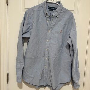 Ralph Lauren Shirt Men Large Light Blue Oxford Button Down Custom Fit Flesh Pony